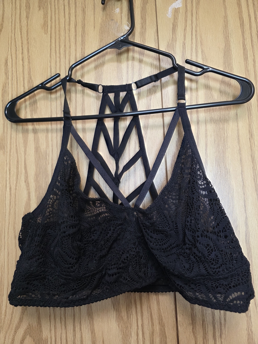 torrid Black Lace Strappy Bralette with Geometric Back